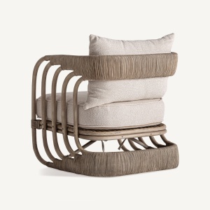 FOTOLIU DOUZAINS, REALIZAT DIN RATAN SI TEXTIL, CULOARE BEJ, REALIZAT MANUAL, VICAL HOME - Img 4