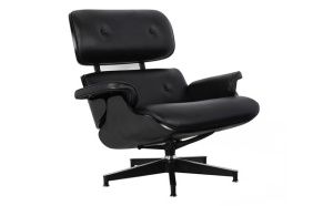 FOTOLIU EXCLUSIVIST LOUNGE HM NEGRU, PIELE NATURALA ITALIANA SI LEMN DE FRASIN, STIL EAMES - Img 3