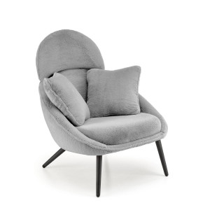 FOTOLIU MERRY, GRI/NEGRU, TAPITERIE DIN TEXTIL PLUSAT SI PICIOARE DIN METAL, STIL MODERN - Img 2