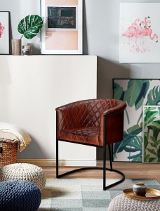 FOTOLIU MODERN BITONTO 76CM, REALIZAT DIN METAL SI PIELE, CULOARE MARO/NEGRU, GINER Y COLOMER - Img 2