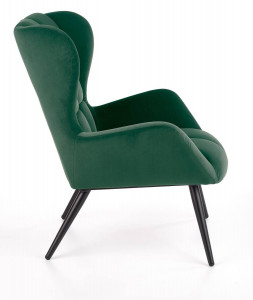 FOTOLIU TYRION, VERDE INCHIS/NEGRU, TAPITERIE DIN CATIFEA SI PICIOARE DIN METAL, STIL MODERN - Img 4