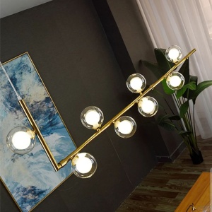 Lampă suspendată Bile de sticlă aurie 8 buc APP615-8CP - Img 3