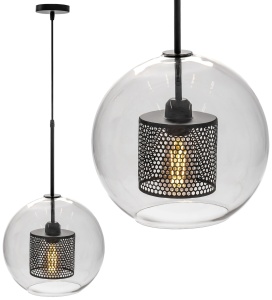 Lampă suspendată din sticlă loft negru APP559-1CP 30cm - Img 1