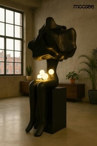 LAMPADAR HUMAN IN THE CLOUDS, NEGRU, CONFECTIONAT METAL SI FIBRA DE STICLA, STIL MODERN