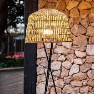 LAMPADAR NEW AMALFI 145 BATTERY BLACK, EXTERIOR/INTERIOR, CONFECTIONAT DIN FIBRE NATURALE SI METAL