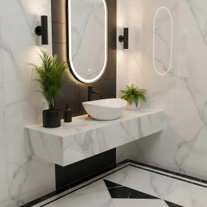 LAVOAR PE BLAT ASIMETRIC, BASARO WIKTORIA 47 CM, DIN CERAMICA, CALITATE SUPERIOARA, REA - Img 3
