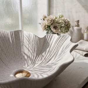 LAVOAR PE BLAT FLOWE REA, MATERIAL PIATRA COMPOZITA, DE CULOARE BEJ - Img 3