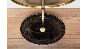 LAVOAR REA FROST, 51 CM, NEGRU, DIN STICLA, CALITATE SUPERIOARA - Img 4