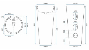 LAVOAR STATIV ANYA, GRANIT MAT, 84 CM, EFECT DE MARMURA ALBA MATA, DIN CERAMICA, CALITATE SUPERIOARA - Img 6