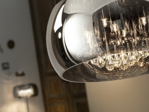 LUSTRA ARGOS, CU TELECOMANDA, 40 CM, CROM/TRANSPARENT, DIN METAL SI STICLA, STIL MODERN - Img 3