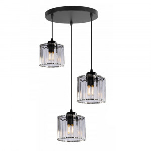 LUSTRA BLACK CRYSTAL APP513-3CPR, 12X13 cm, NEGRU, DIN METAL SI STICLA, STIL MODERN, TU - Img 2