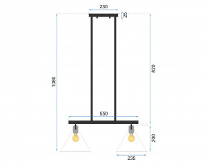 LUSTRA CU 2 BECURI METAL GLASS APP317-2CP, 108x55 cm, NEGRU SI ARGINTIU, DIN STICLA SI METAL DE INALTA CALITATE, STIL MODERN, TU - Img 5