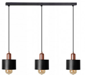 LUSTRA CU 3 BECURI CALI APP004-3CP, 38x125 cm, NEGRU SI AURIU ROZE, DIN ALUMINIU, STIL MODERN, TU