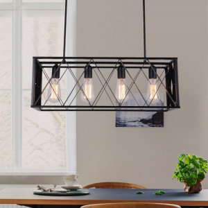 LUSTRA CU 4 BECURI LOFT METAL APP260-4C, 63x25x84 cm, NEGRU, DIN METAL, STIL MODERN, TU - Img 4