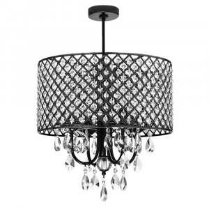 LUSTRA GLAMOR BLACK APP616-4CP, 43 cm, NEGRU, DIN METAL SI CRISTALE, STIL MODERN, TU