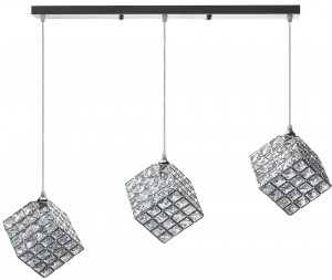 LUSTRA GLAMOR CUBE APP723-3CP, 12X12 cm, CROM ARGINTIU, DIN METAL CROMAT SI STICLA, STIL MODERN, TU