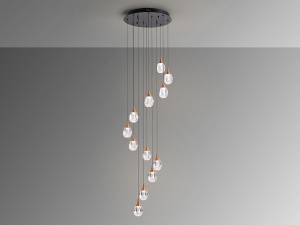 LUSTRA/PLAFONIERA CORINA, CU TELECOMANDA, 90/260 CM, NEGRU MAT/CUPRU, DIN METAL SI ACRIL, STIL MODERN - Img 3