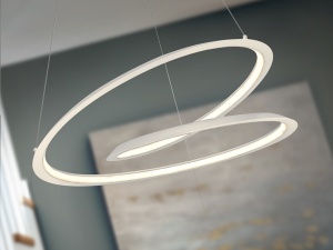 LUSTRA/PLAFONIERA LOOPING, 60 CM, ALB MAT/OPAL, DIN METAL, ALUMINIU SI SILICON, STIL MODERN - Img 2