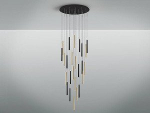 LUSTRA/PLAFONIERA SCHUULER, VARAS, CU TELECOMANDA, 60/300 CM, NEGRU MAT/AURIU/OPAL, DIN METAL SI ACRIL, STIL MODERN - Img 6