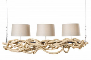 LUSTRA SUSPENDATA 165CM, VIGGINE, DIN LEMN RECICLAT, DESIGN RUSTIC - Img 5