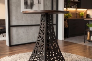 MASA DE BAR PARIS LOFT 105CM, REALIZAT DIN LEMN DE MANGO SI METAL, DE CULOARE MARO/NEGRU - Img 5