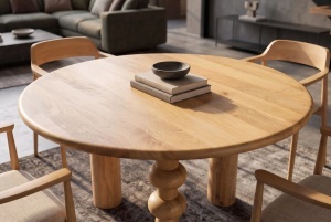 MASA DE DINING ARTE ROTUNDA 120CM, REALIZATA DIN LEMN MASIV DE MANGO, DE CULOARE NATUR - Img 9
