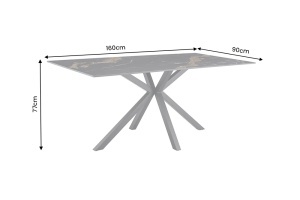 MASA DE DINING GALAXIE 160CM, DIN METAL SI CERAMICA, CULOARE AURIU/NEGRU, INVICTA INTERIOR - Img 6