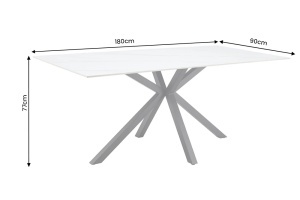 MASA DE DINING GALAXIE 180CM, DIN METAL SI CERAMICA, CULOARE ALB/NEGRU, INVICTA INTERIOR - Img 4