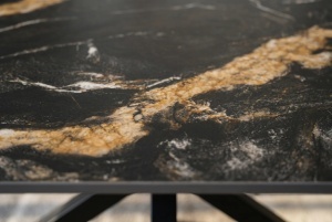 MASA DE DINING GALAXIE 180CM, DIN METAL SI CERAMICA, CULOARE AURIU/NEGRU, INVICTA INTERIOR - Img 2