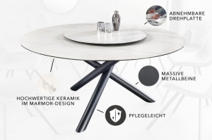 MASA DE SUFRAGERIE ROTUNDA, 150CM, PLACA ROTATIVA, CERAMICA MARMURA ALBA, ARTIM GROUP SELECTION - Img 7