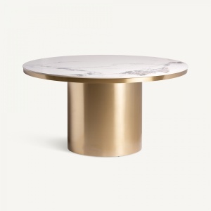 MASA DEOSEBITA ROTUNDA, ASTACH 150CM, DIN GRESIE SI METAL, ALB/AURIU, ARTIM GROUP SELECTION - Img 1