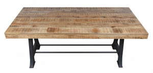 MASA DINING 200CM, INDUSTRIAL, DIN LEMN MASIV MANGO, COD 40514, ASPECT RETRO - Img 2