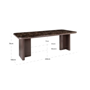 MASA DINING ALMUNDI, 230cm, LEMN, MDF SI CERAMICA, MARO, ASPECT DE MARMURA INFOLIAT, STIL MODERN - Img 2
