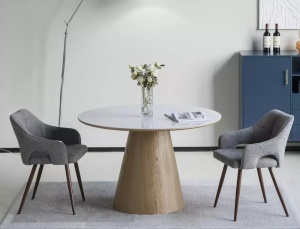 MASA DINING ANGEL, 120 CM, ALB/STEJAR, DIN MDF LAMINAT, STIL MODERN