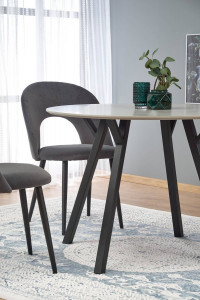MASA DINING BALROG, GRI DESCHIS/NEGRU, 100 CM, BLAT DIN MDF LACUIT SI PICIOARE DIN METAL, STIL MODERN - Img 3