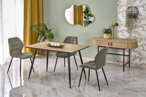 MASA DINING BERTO, STEJAR/NEGRU, 120 CM, BLAT DIN MDF SI PICIOARE DIN METAL, STIL MODERN