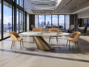 MASA DINING/BIROU NOA 240CM, REALIZATA DIN METAL, STICLA SI CERAMICA, DESIGN MODERN, PRODUS DE LUX
