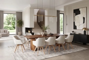 MASA DINING DIAMOND 240CM, REALIZATA DIN LEMN MASIV DE TRANDAFIR, CULOARE NATUR, INVICTA INTERIOR - Img 11