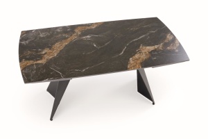 MASA DINING EXTENSIBILA ARMANI NEGRU/ NEGRU CU ASPECT DE MARMURA, 165/241 CM, BLAT DIN MARMURA SINTETICA SI PICIOR DIN METAL, STIL MODERN - Img 7