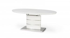 MASA DINING EXTENSIBILA ASPEN, ALB/CROM, 140/180 CM, BLAT DIN MDF LACUIT SI PICIOR DIN METAL, STIL MODERN - Img 3