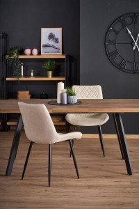 MASA DINING EXTENSIBILA BERLIN, NUC/NEGRU, 140/180 CM, BLAT DIN MDF SI PICIOARE DIN METAL, STIL VINTAGE - Img 6