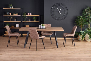 MASA DINING EXTENSIBILA BERLIN, NUC/NEGRU, 160/220 CM, BLAT DIN MDF SI PICIOARE DIN METAL, STIL VINTAGE - Img 2