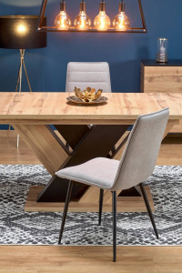 MASA DINING EXTENSIBILA BRANDON, STEJAR WOTAN/NEGRU, 160/200 CM, DIN PAL MELAMINAT, STIL MODERN - Img 7