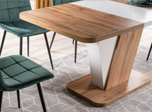 MASA DINING EXTENSIBILA CROCUS, 120/160 CM, STEJAR WOTAN/ALB MAT, DIN PAL LAMINAT, STIL MODERN - Img 5