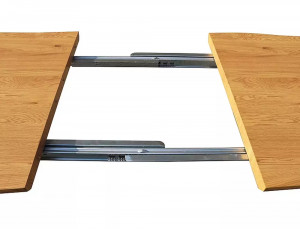 MASA DINING EXTENSIBILA FRESNO, 120/180 CM, STEJAR/NEGRU, BLAT DIN MDF, FURNIR SI PICIOARE DIN METAL, STIL MODERN - Img 5