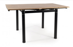 MASA DINING EXTENSIBILA GD-082, STEJAR/NEGRU MAT, 80(131)X80, DIN MDF, FURNIR SI METAL, STIL MODERN - Img 5