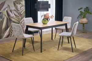 MASA DINING EXTENSIBILA GULIAN, STEJAR WOTAN/NEGRU, 140/180 CM, DIN PAL LAMINAT SI LEMN, STIL MODERN - Img 2