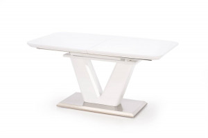 MASA DINING EXTENSIBILA MISTRAL, ALB/CROM, 160/220 CM, BLAT DIN MDF LACUIT SI PICIOR DIN METAL, STIL MODERN - Img 8