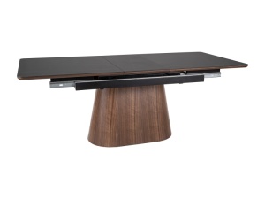 MASA DINING EXTENSIBILA MONACO, 160/200 X 90 cm, NEGRU MAT/NUC, DIN CERAMICA, MDF SI FURNIR - Img 2