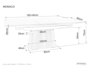 MASA DINING EXTENSIBILA MONACO, 160/200 X 90 cm, NEGRU MAT/NUC, DIN CERAMICA, MDF SI FURNIR - Img 5